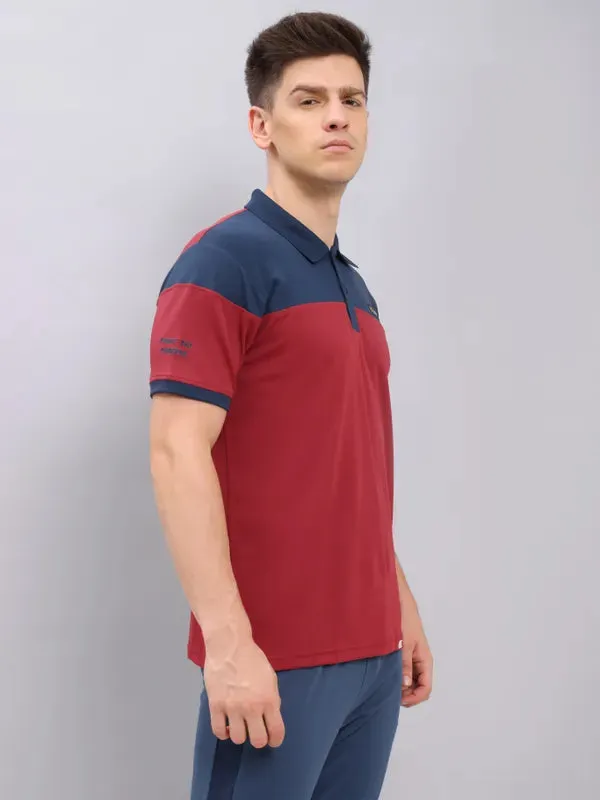 Men Colorblock Slim Fit Polo T-shirt with TECHNO DRY