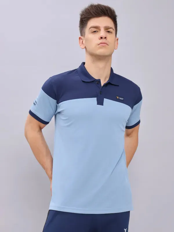 Men Colorblock Slim Fit Polo T-shirt with TECHNO DRY