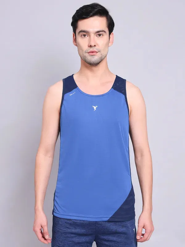 Men Colorblock Slim Fit Scoop Neck Innerwear Vest with TECHNO COOL 