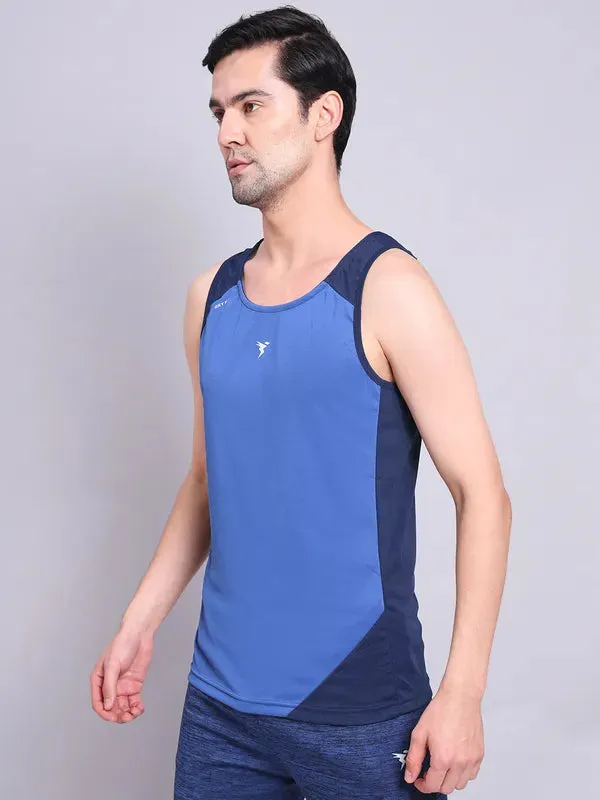 Men Colorblock Slim Fit Scoop Neck Innerwear Vest with TECHNO COOL 