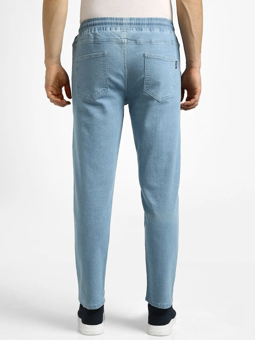 Men's Light Blue Regular Fit Washed Jogger Jeans Stretchable