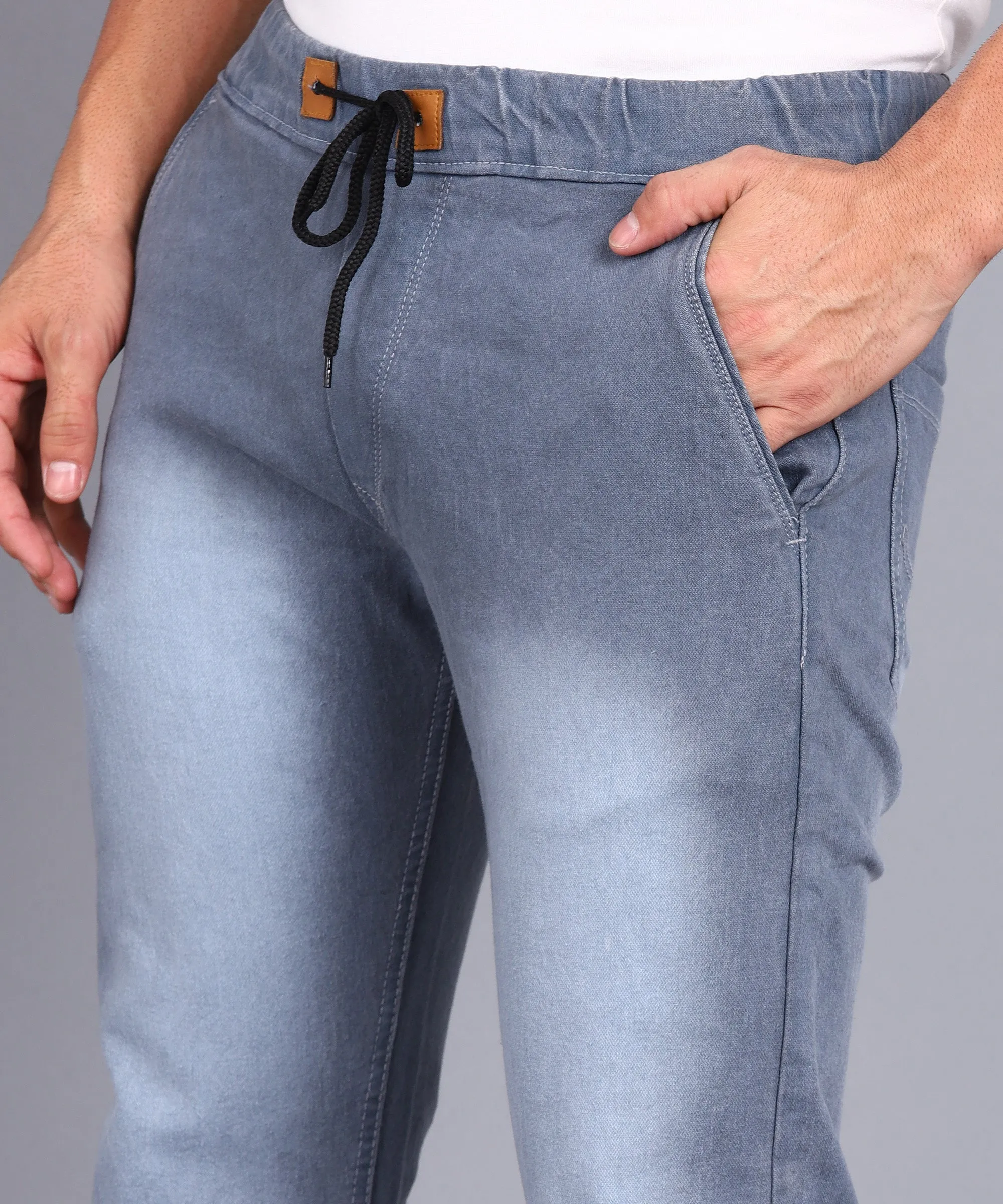 Men's Light Grey Slim Fit Stretch Jogger Jeans