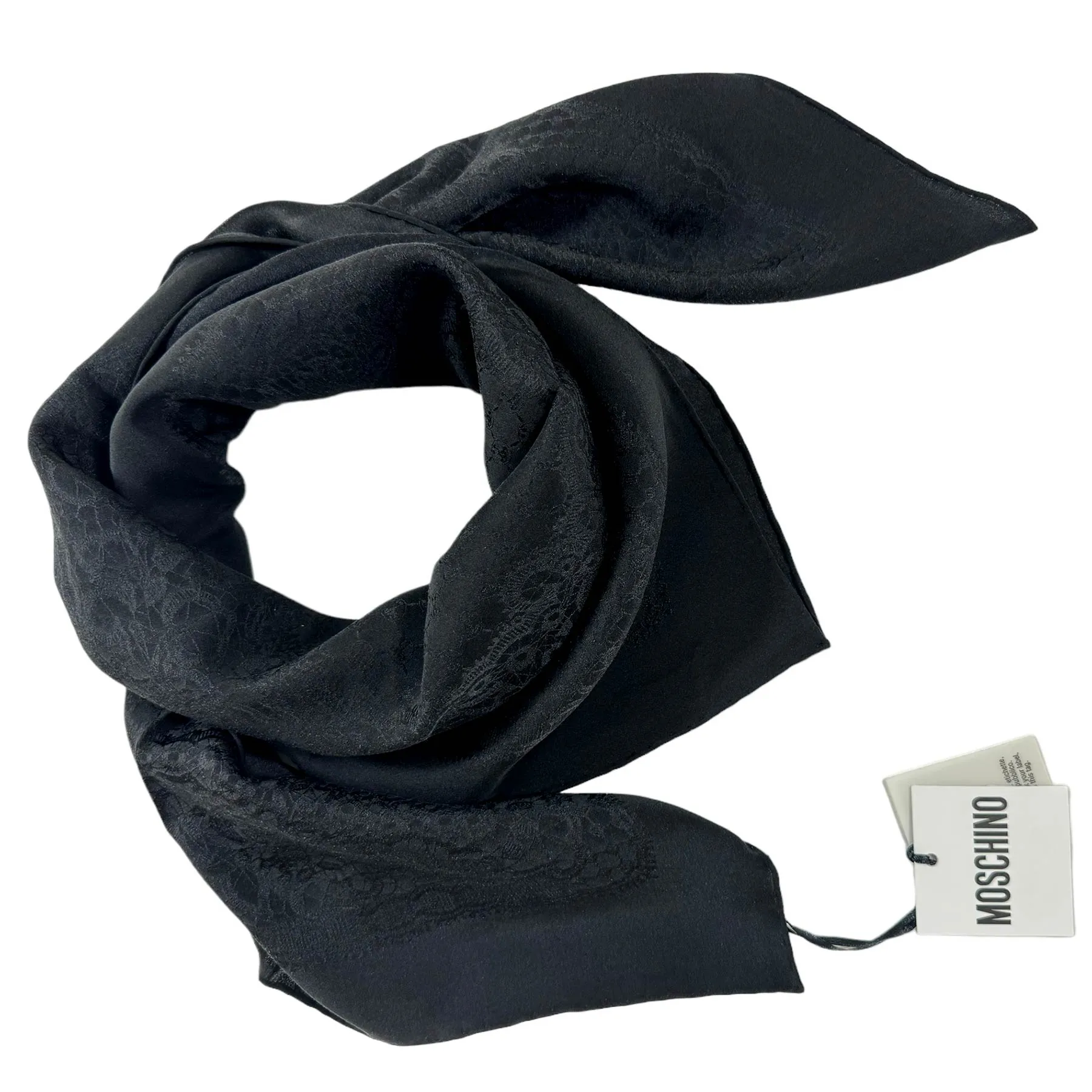 Moschino Scarf Black Pattern - Square Silk Foulard