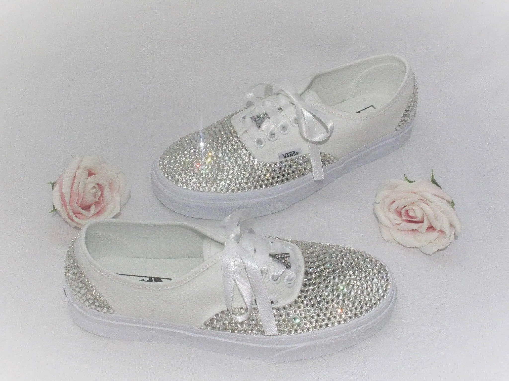 Personalised Wedding Bridal Custom Crystal Vans, Bride Shoes, Wedding sneakers, Vans Authentic