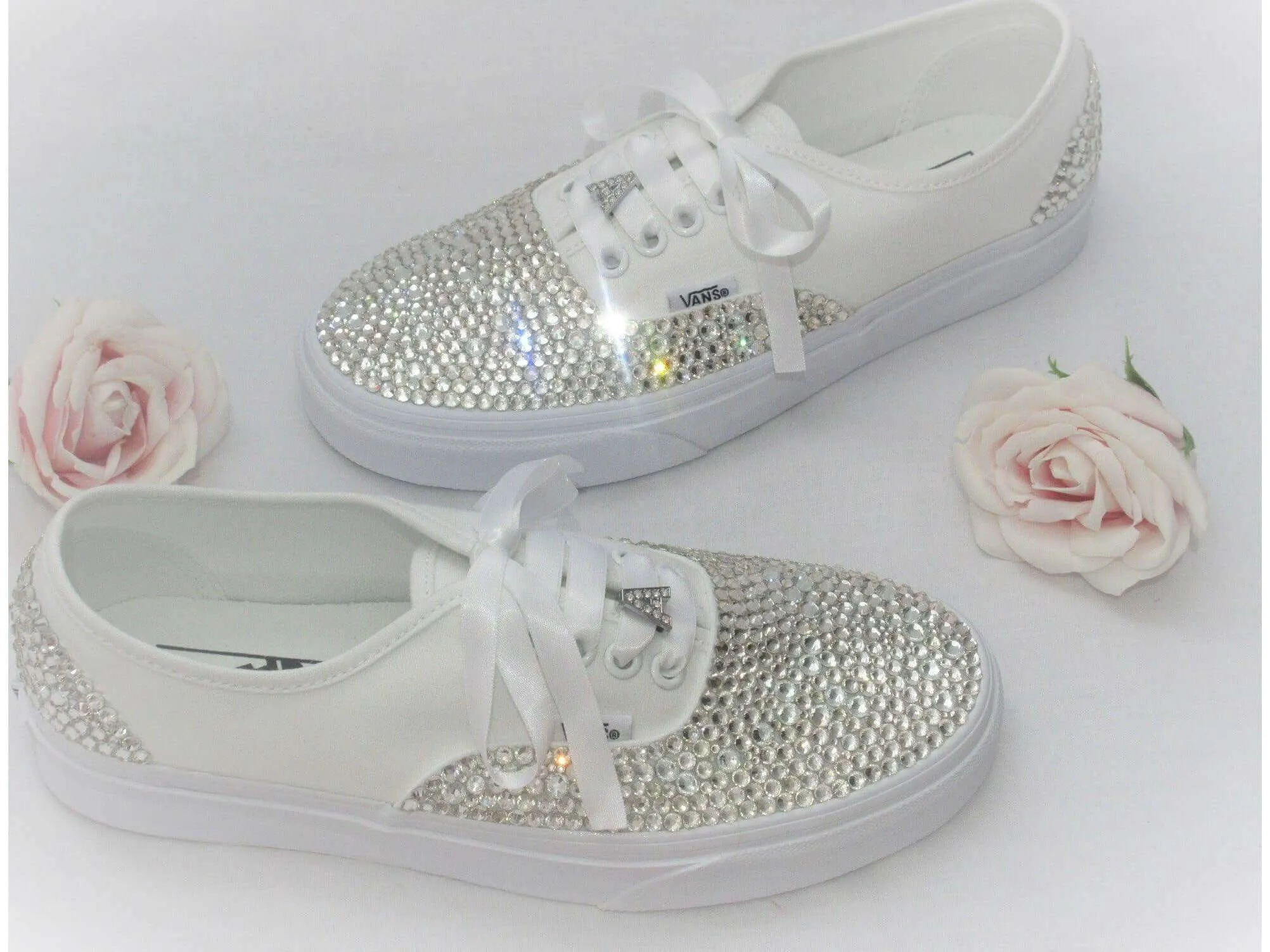 Personalised Wedding Bridal Custom Crystal Vans, Bride Shoes, Wedding sneakers, Vans Authentic