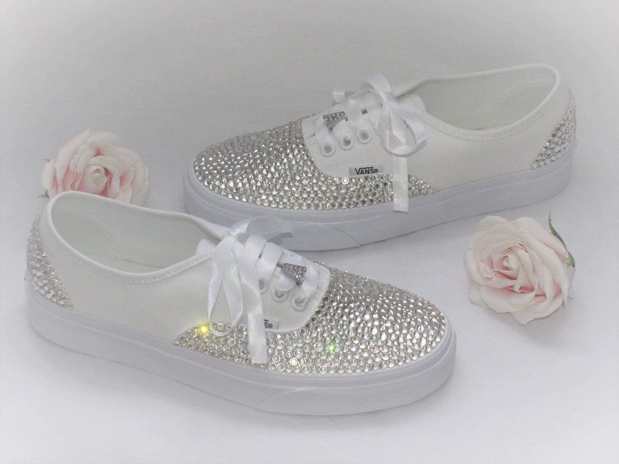 Personalised Wedding Bridal Custom Crystal Vans, Bride Shoes, Wedding sneakers, Vans Authentic