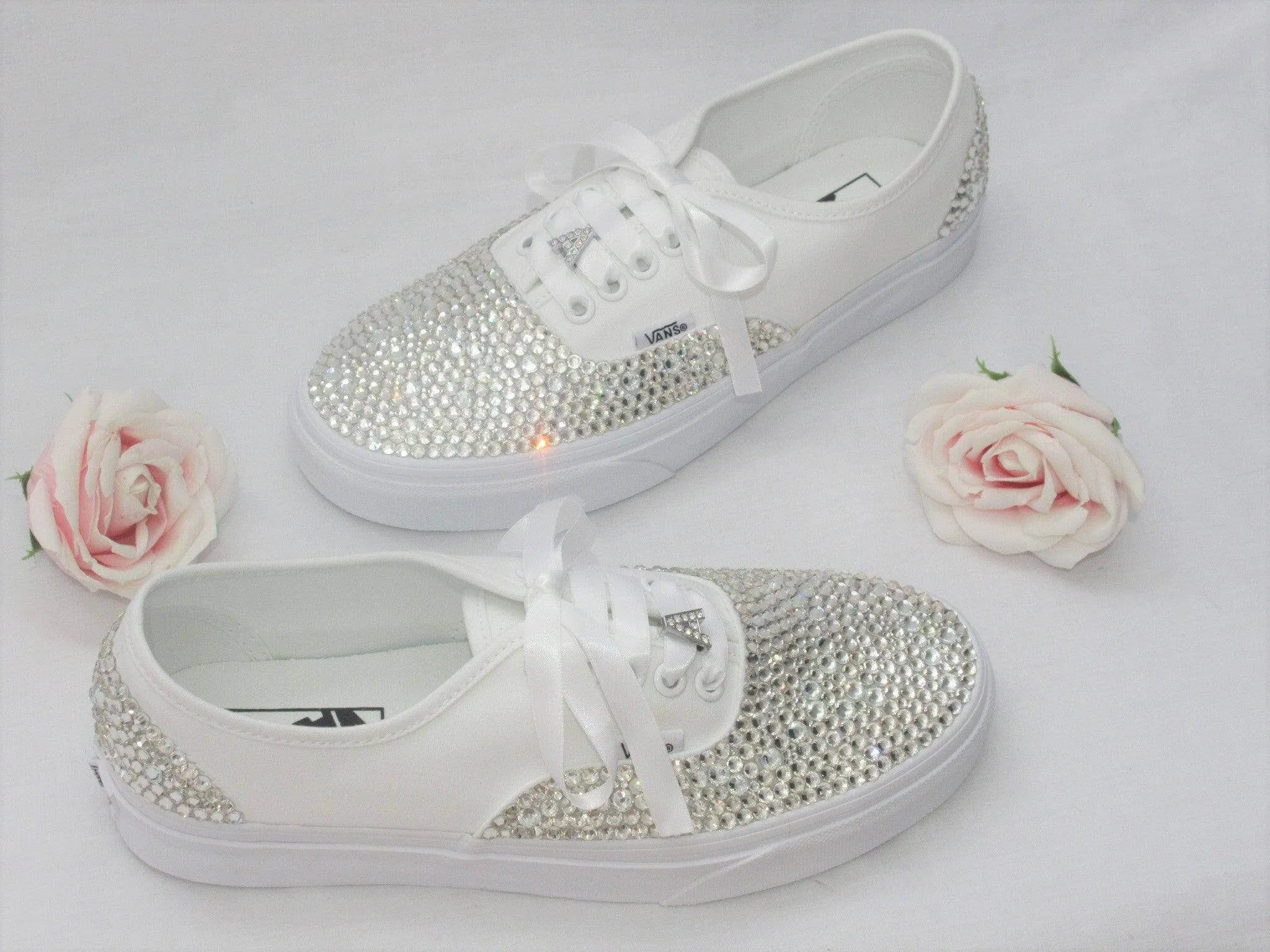 Personalised Wedding Bridal Custom Crystal Vans, Bride Shoes, Wedding sneakers, Vans Authentic