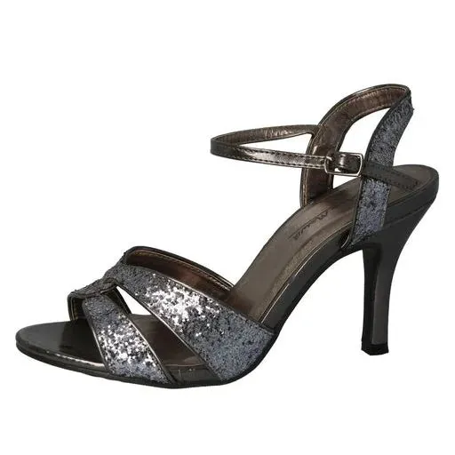 Pewter Glitter Sparkle Strappy Party High Heels