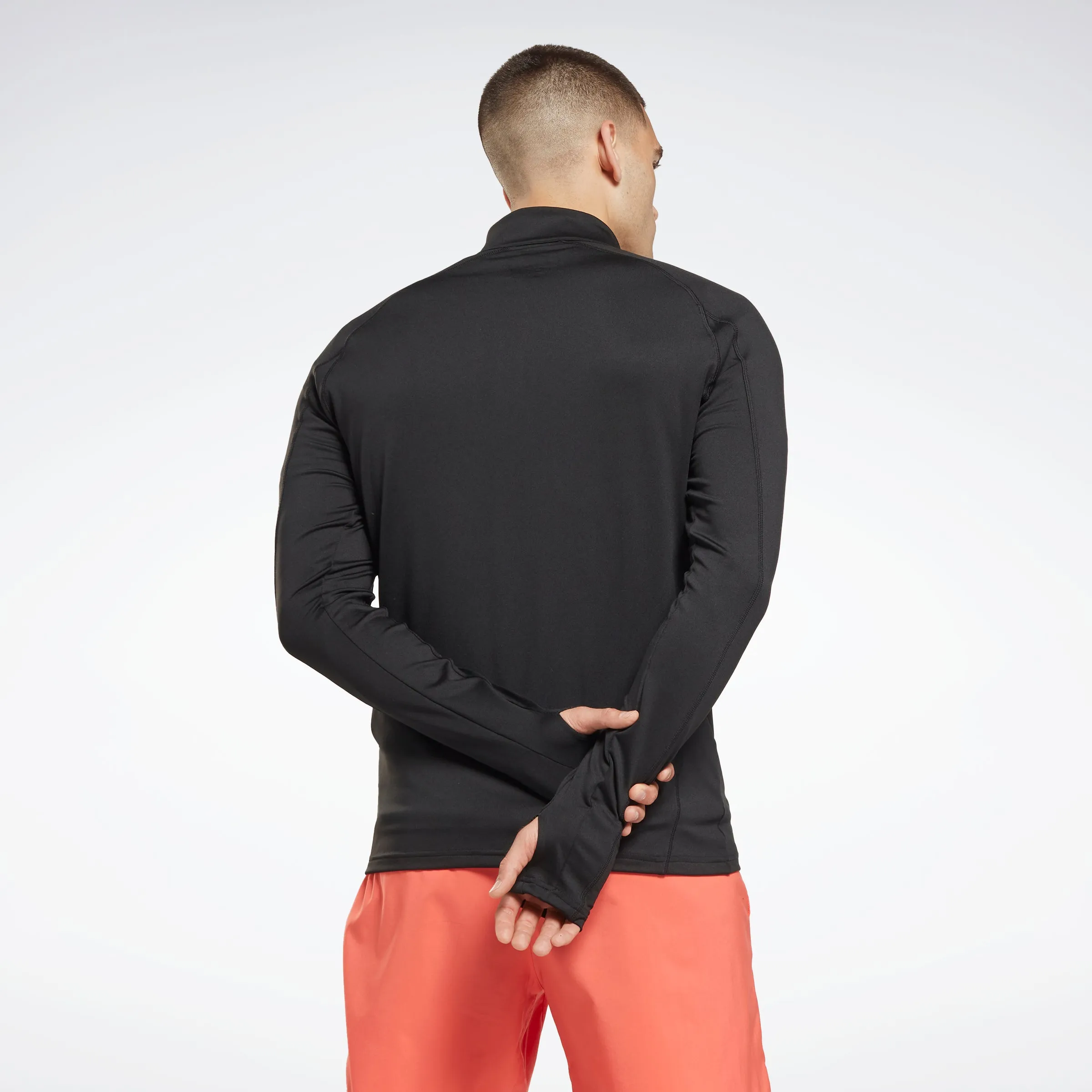 Reebok Apparel Men Running Quarter-Zip Long-Sleeve Top Black