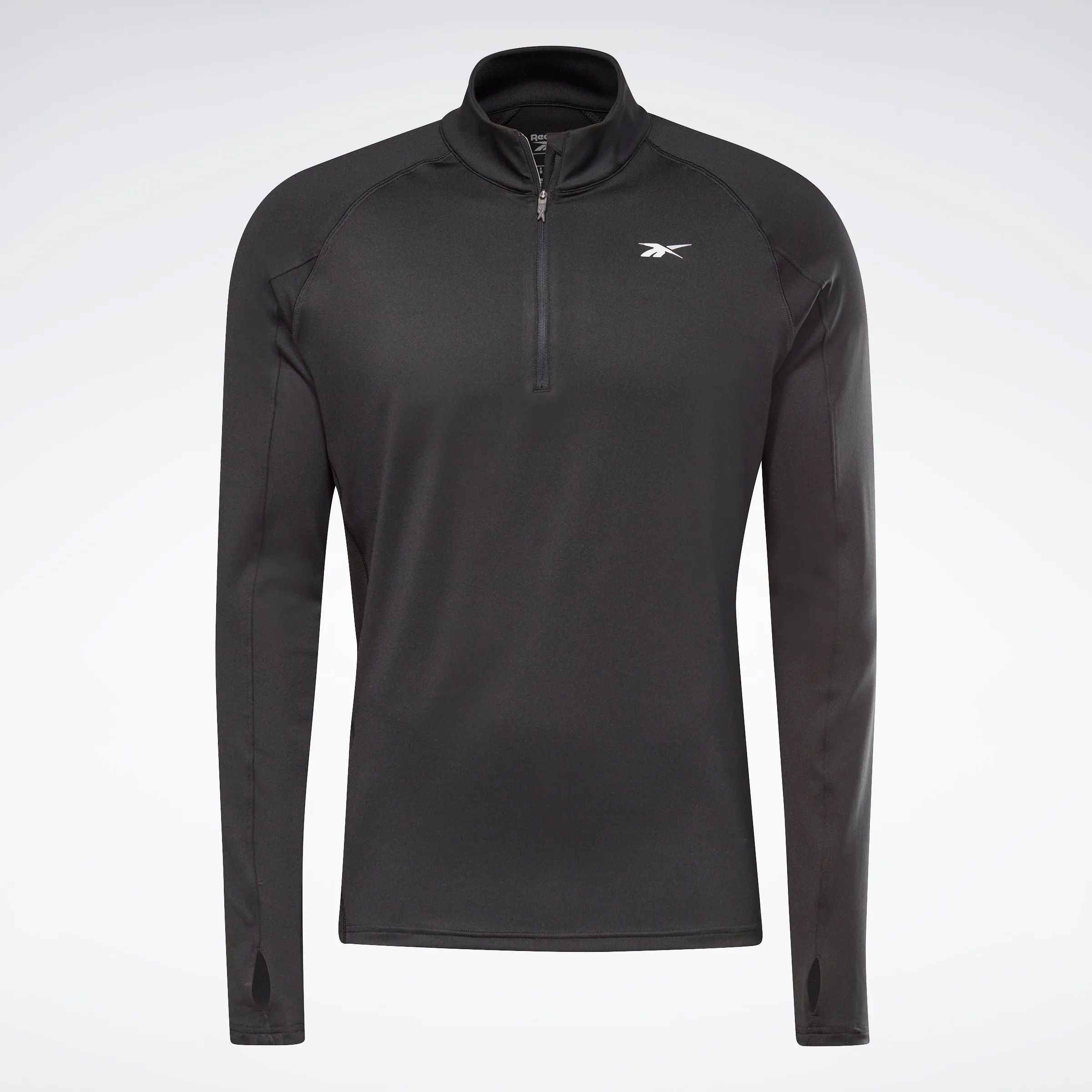 Reebok Apparel Men Running Quarter-Zip Long-Sleeve Top Black