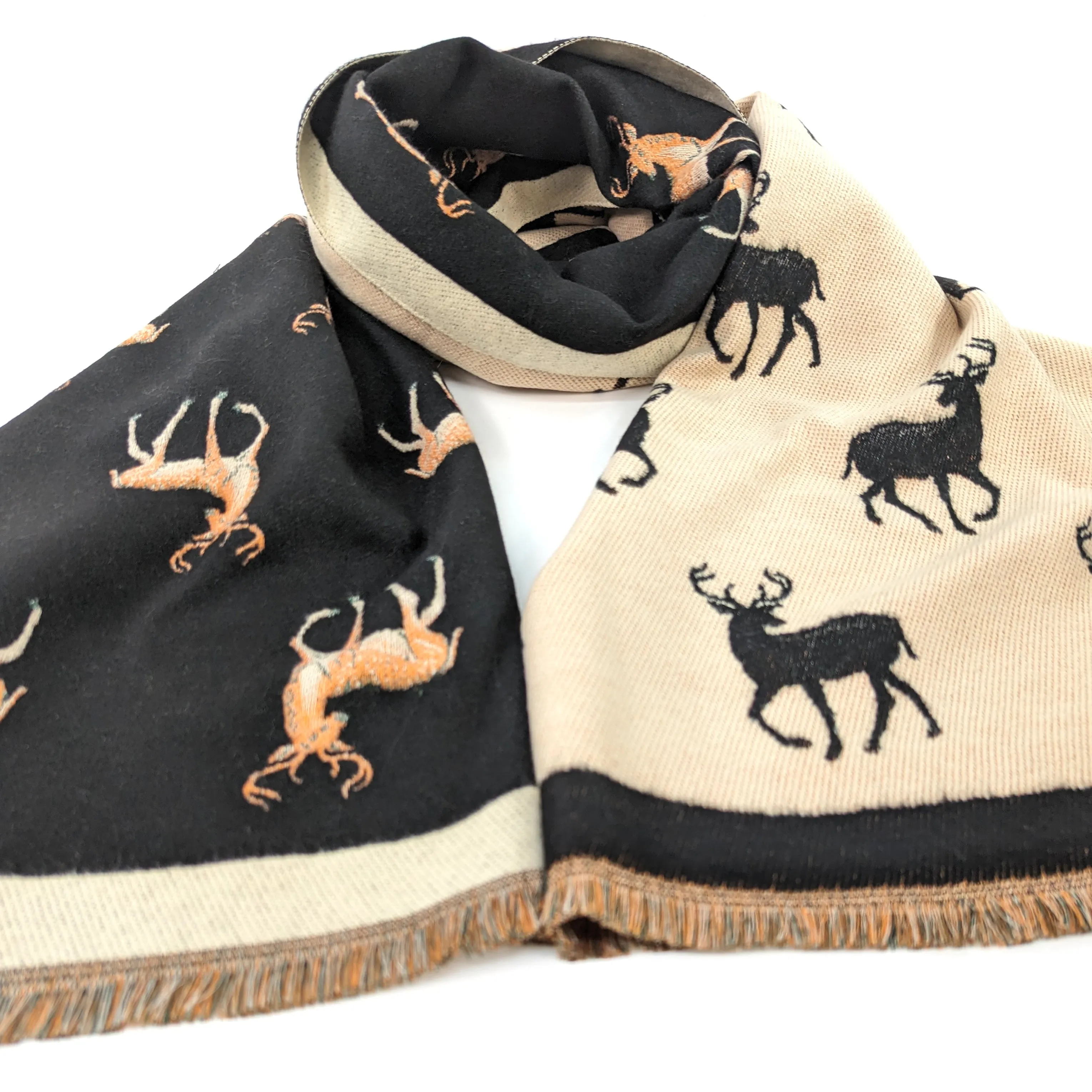 Reversible Stag Pashmina Style Scarf