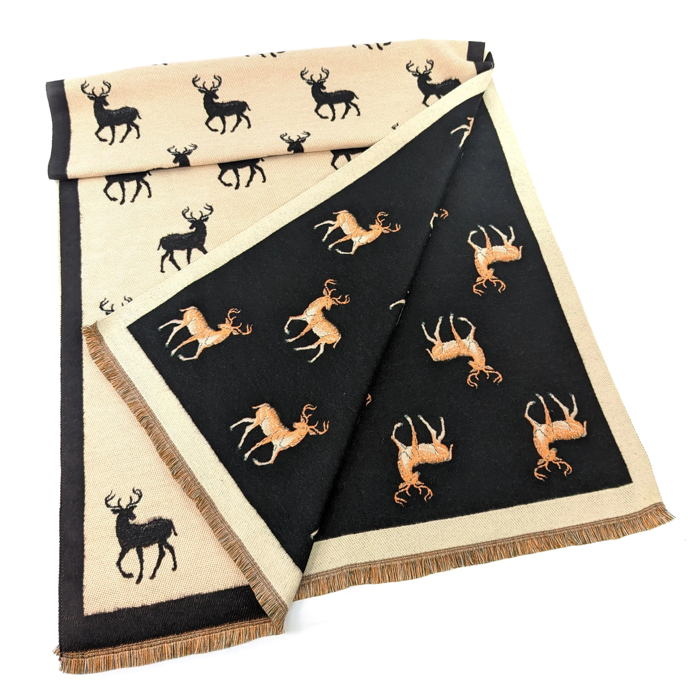 Reversible Stag Pashmina Style Scarf