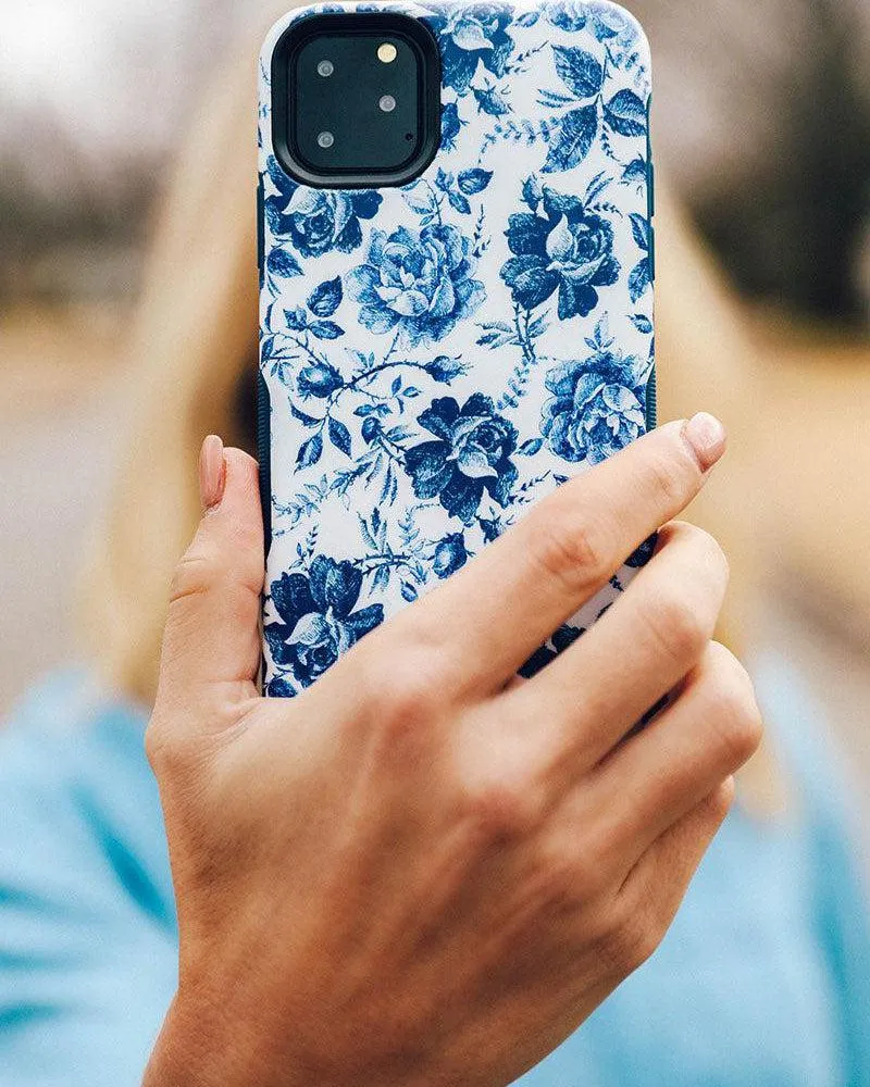 Rose to Fame | Blue & White Rose Floral Samsung Case