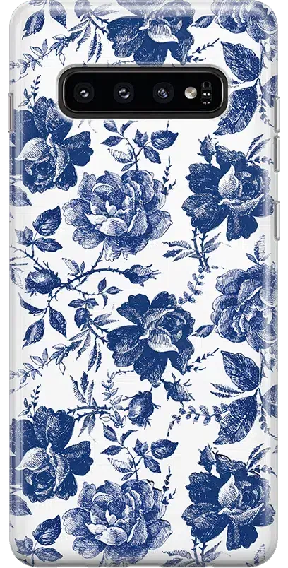 Rose to Fame | Blue & White Rose Floral Samsung Case