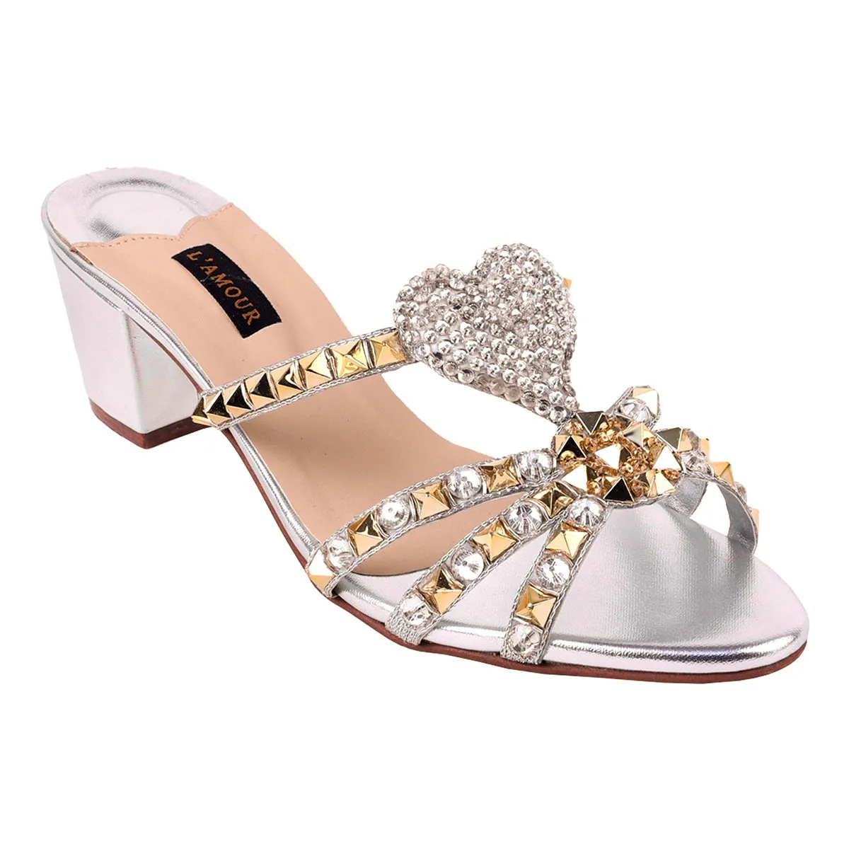 Shakira Block Heels - Coin Silver