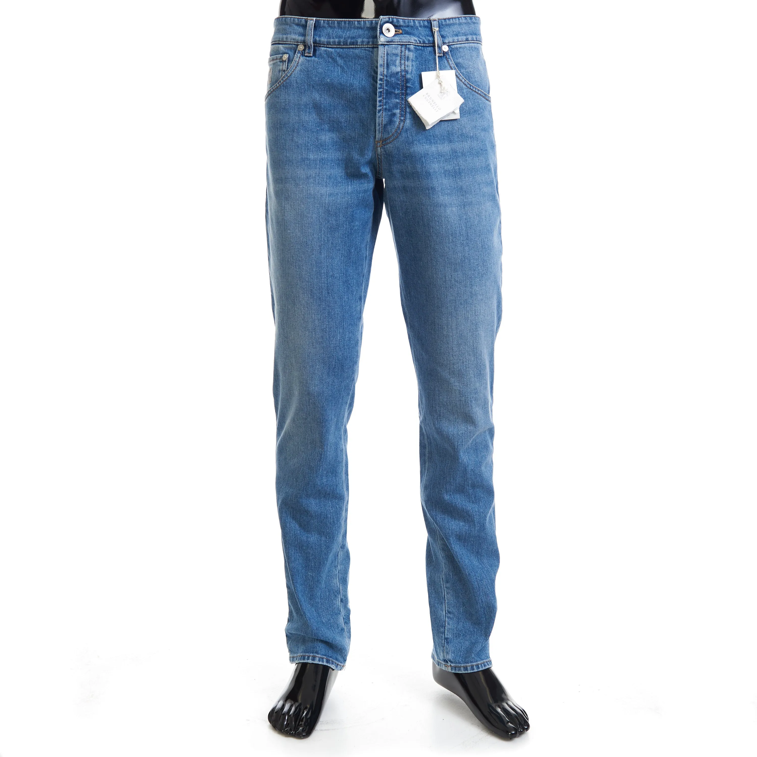 Slim Fit Five Pocket Jeans In Light Blue Denim