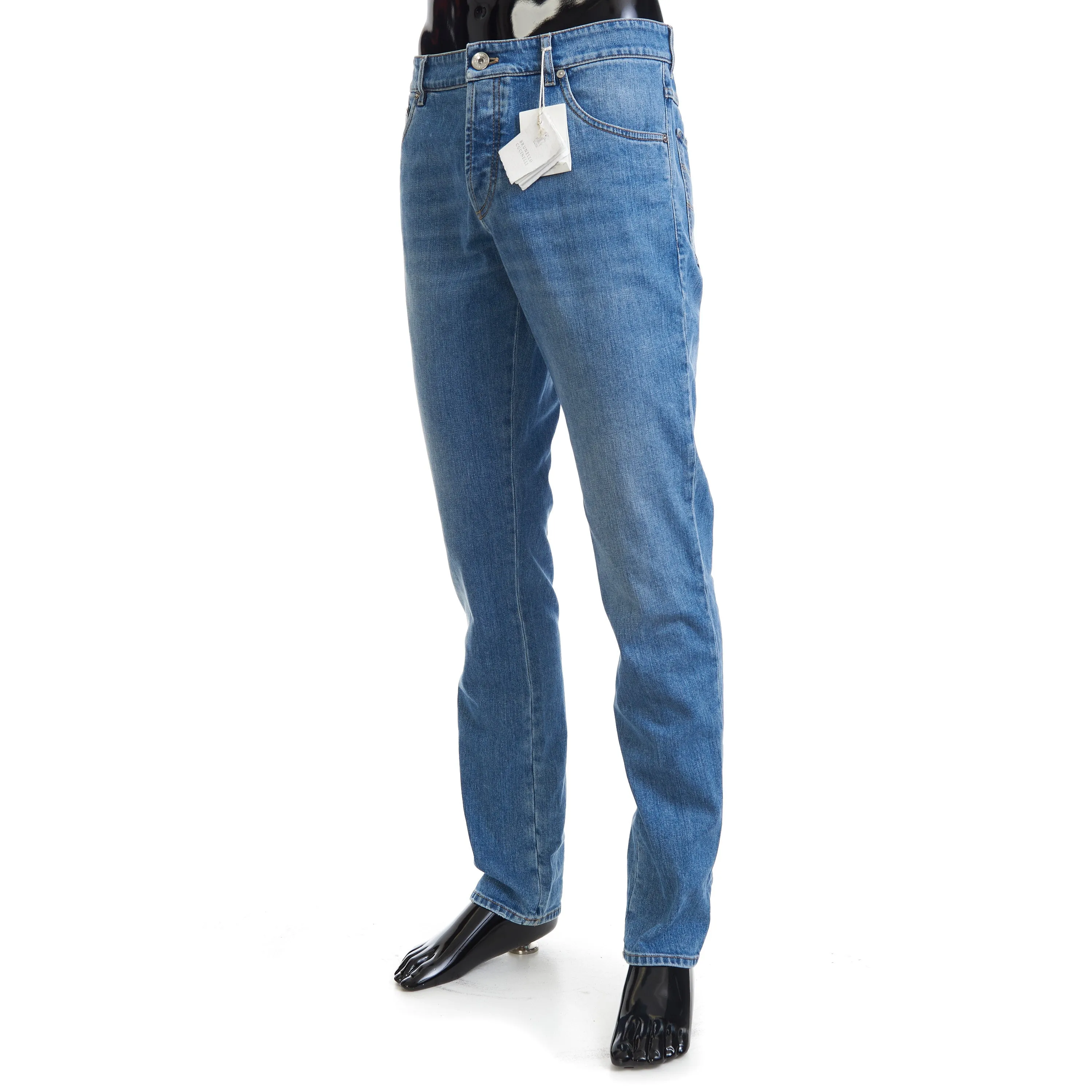 Slim Fit Five Pocket Jeans In Light Blue Denim