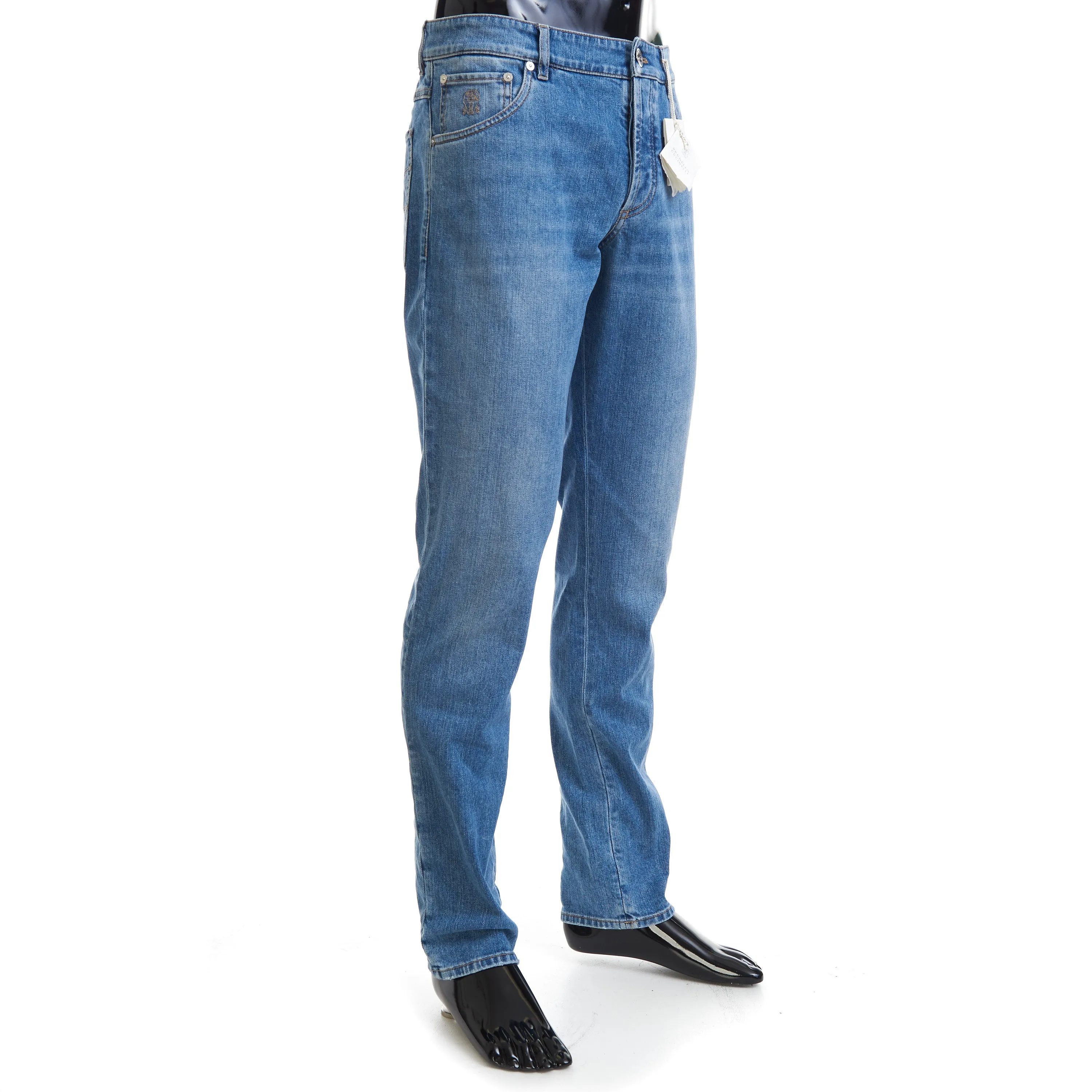 Slim Fit Five Pocket Jeans In Light Blue Denim