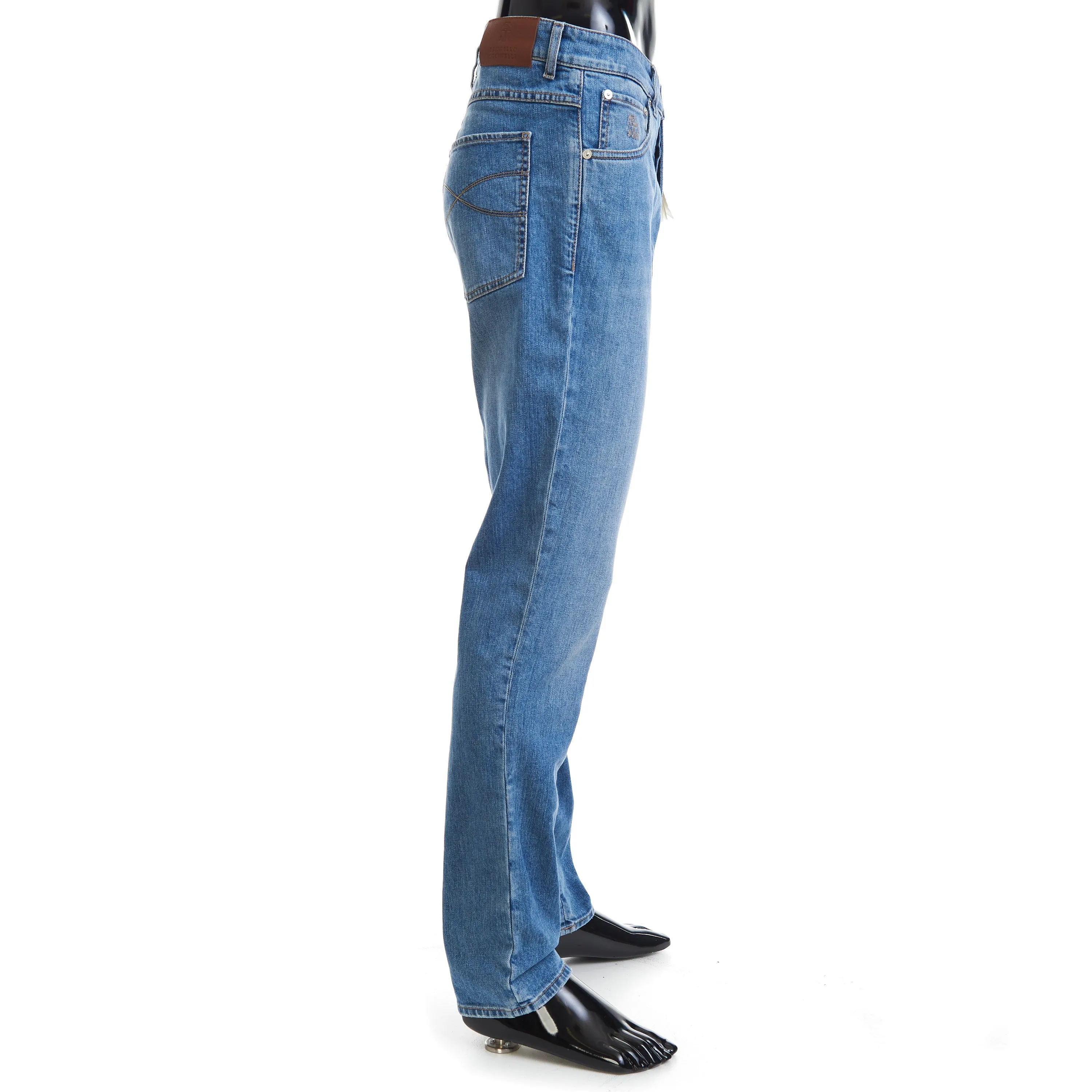 Slim Fit Five Pocket Jeans In Light Blue Denim