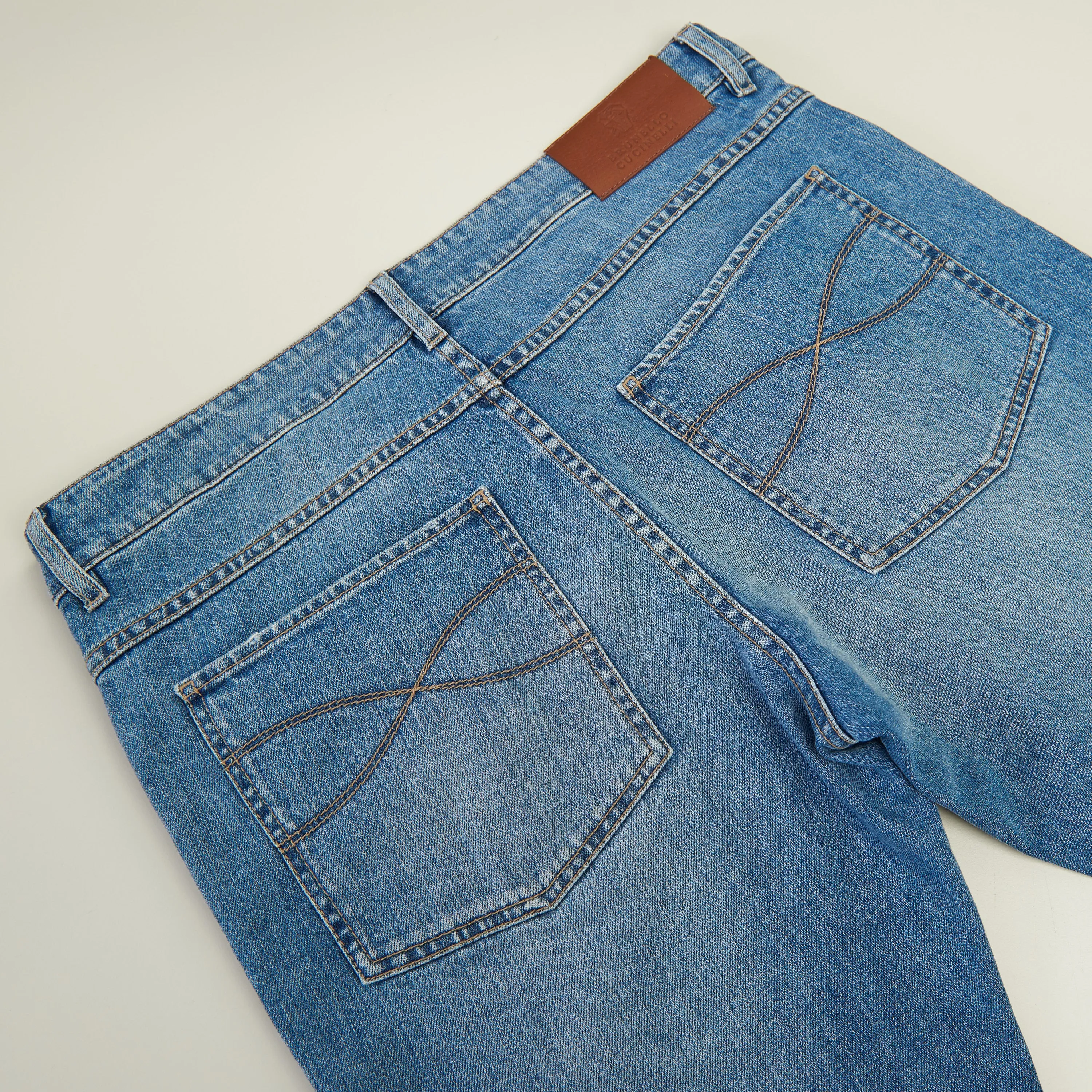 Slim Fit Five Pocket Jeans In Light Blue Denim