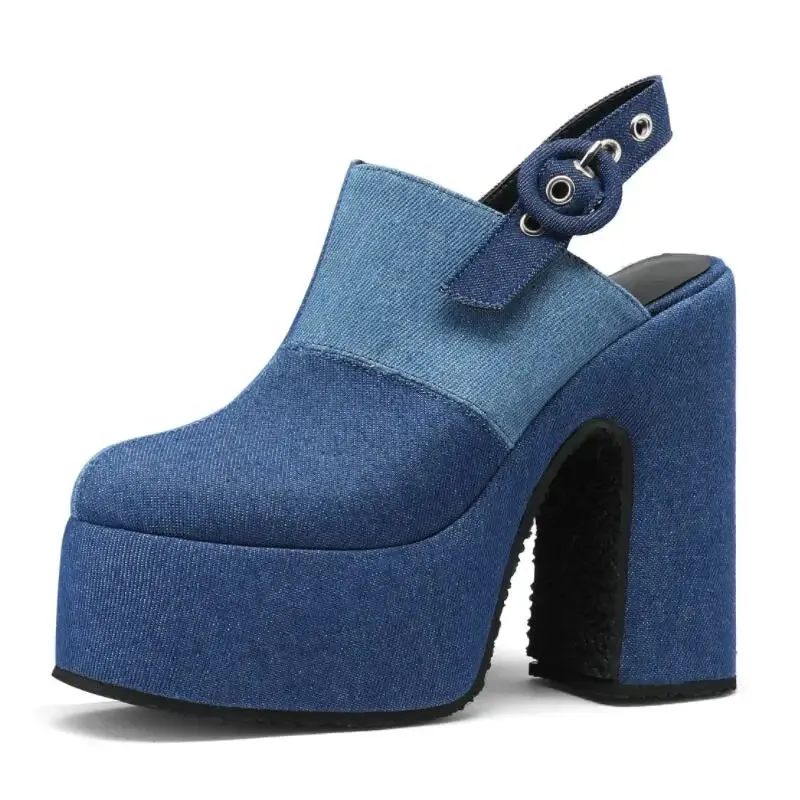 Spring Jive Denim High Heels