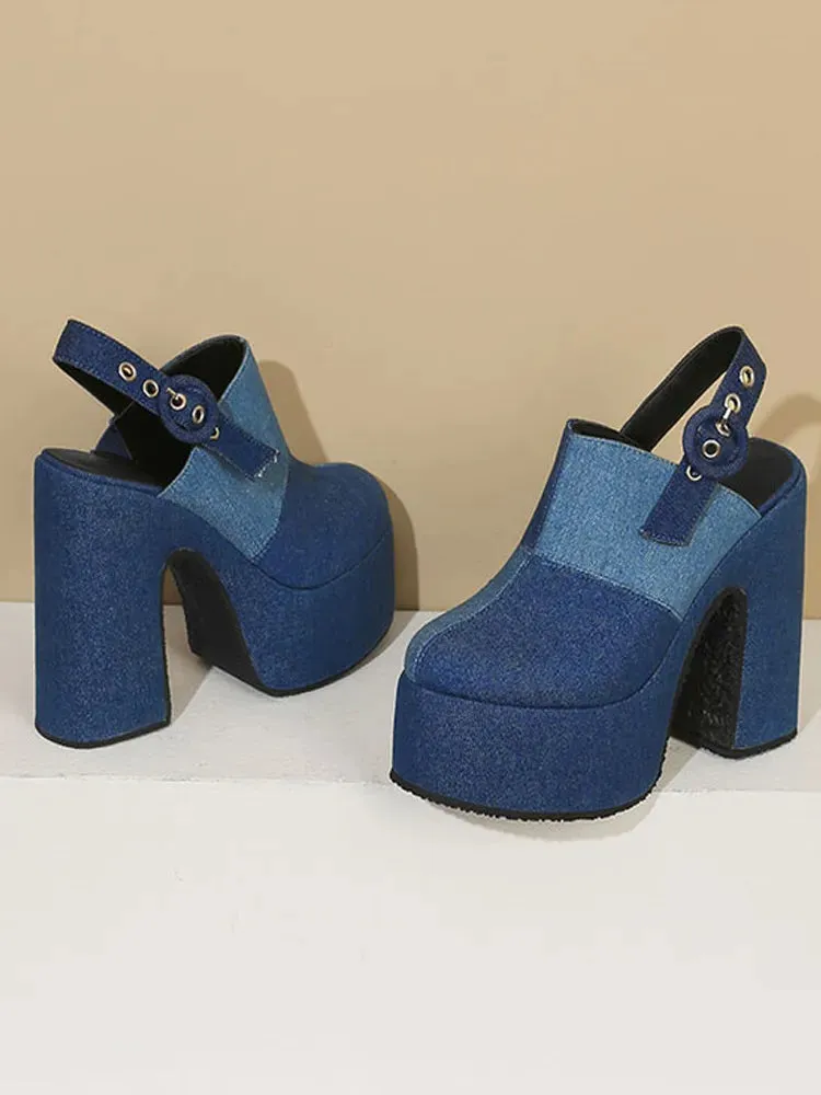 Spring Jive Denim High Heels