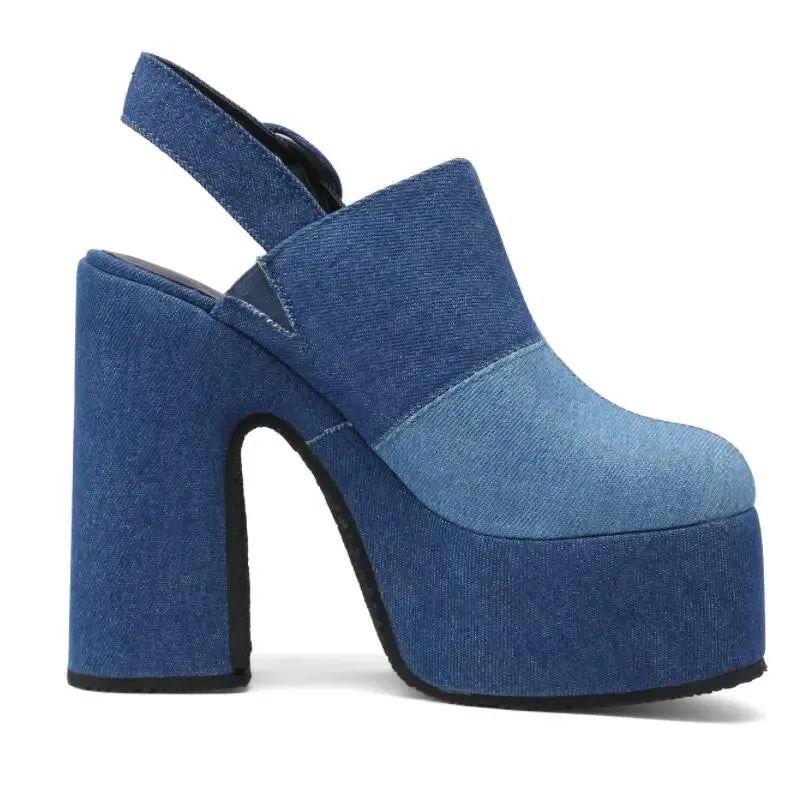 Spring Jive Denim High Heels