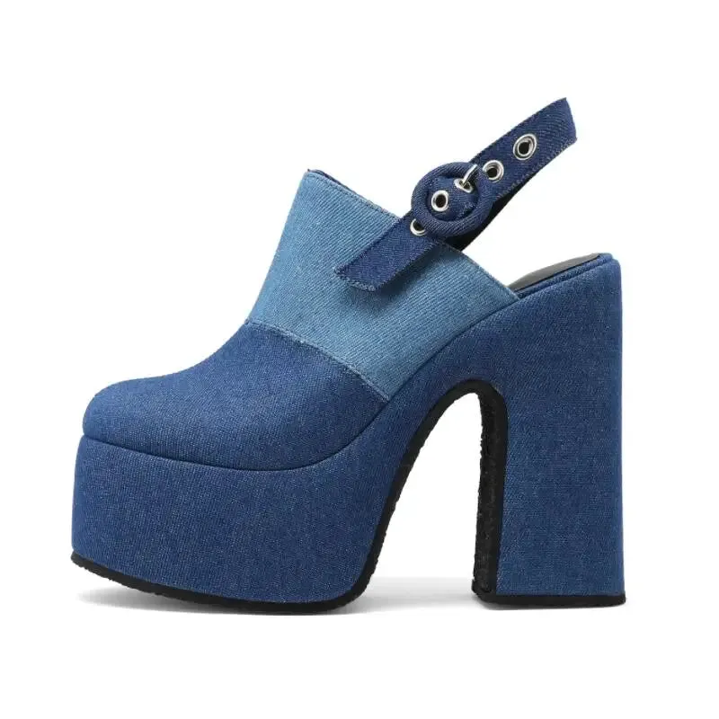 Spring Jive Denim High Heels