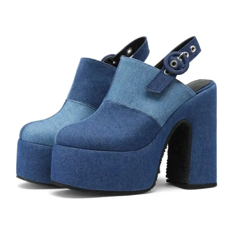 Spring Jive Denim High Heels