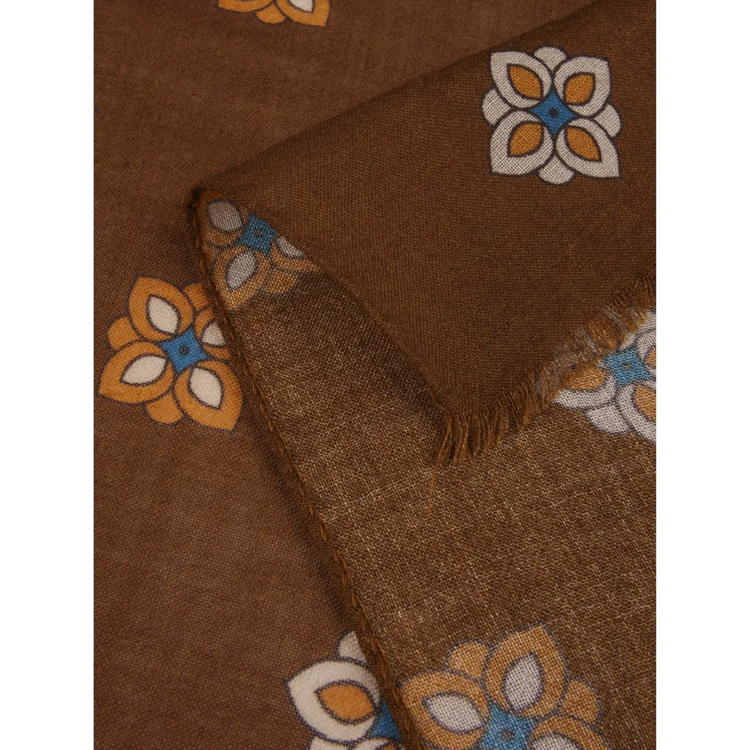 Stenstroms Brown Patterned Wool/Silk Scarf