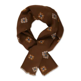 Stenstroms Brown Patterned Wool/Silk Scarf