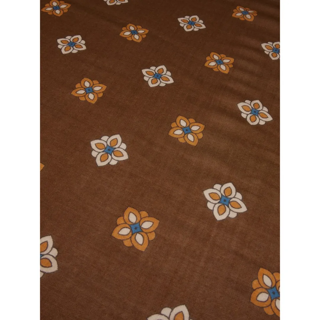 Stenstroms Brown Patterned Wool/Silk Scarf