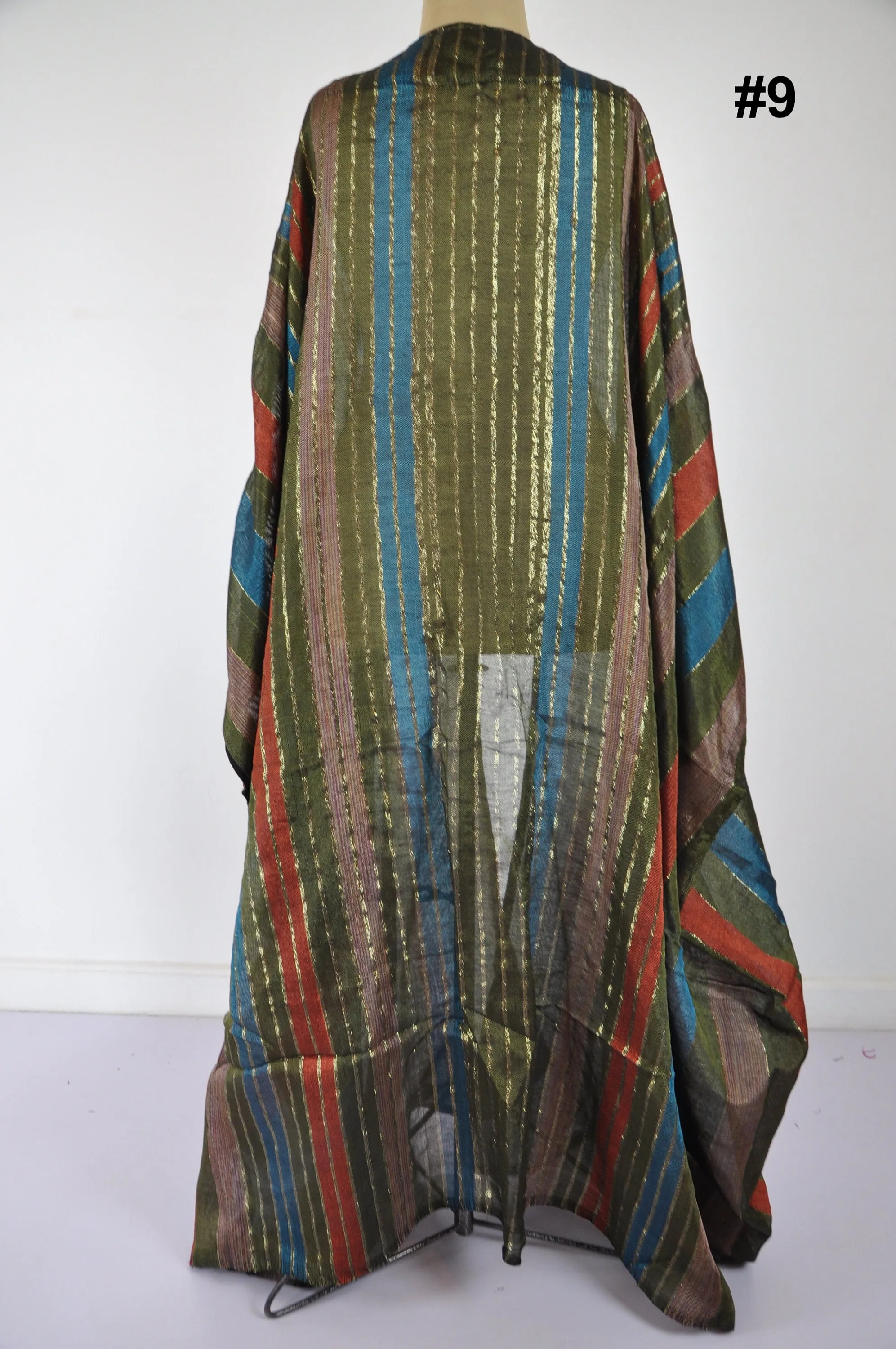 Stunning colorful hand loomed Silk Abaya with gold threads, Summer silk Abaya,  Silk Abaya, Colorful Abaya, Handmade Abaya, women abaya