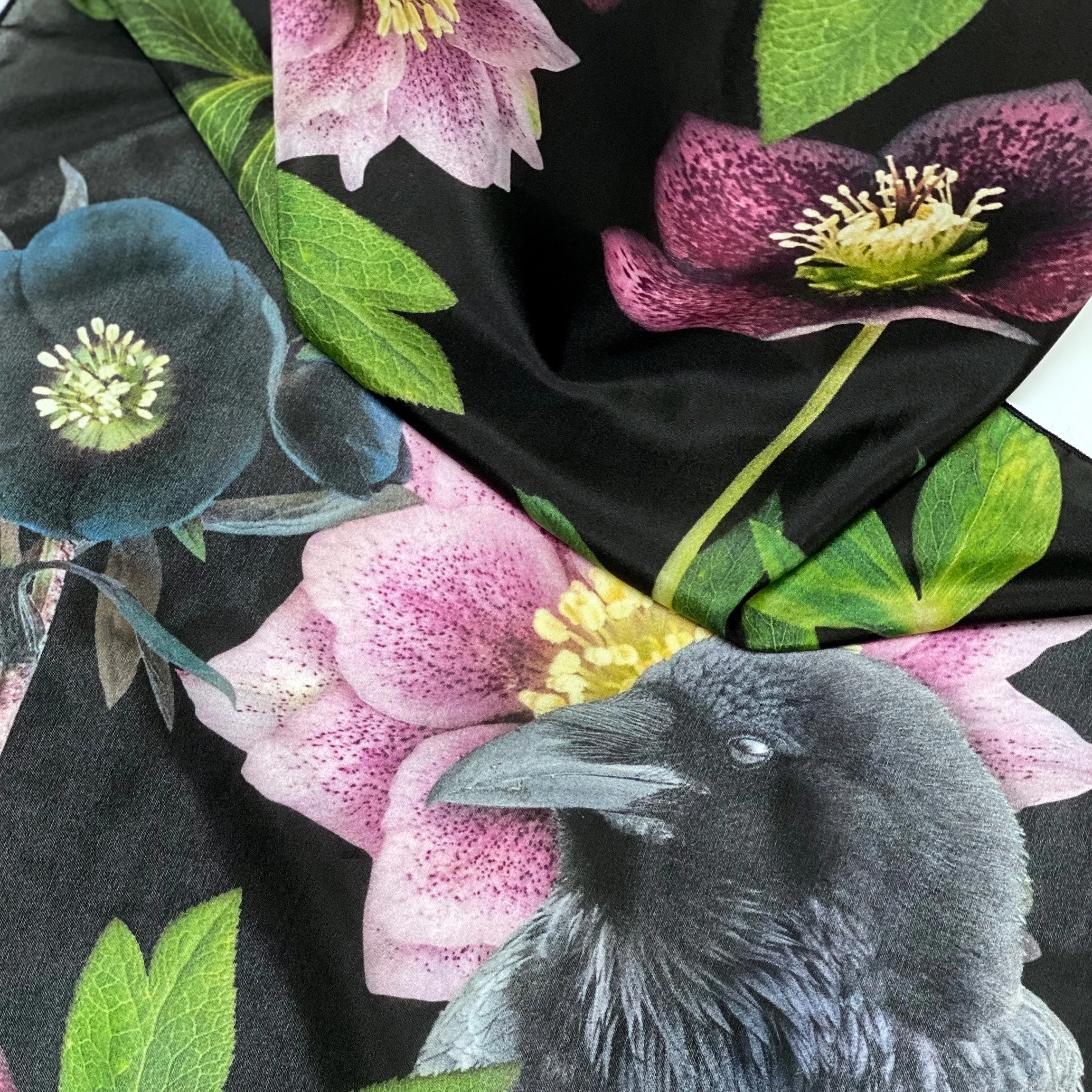 THE RAVEN GARDEN OF HAPPINESS - Long Silk Scarf