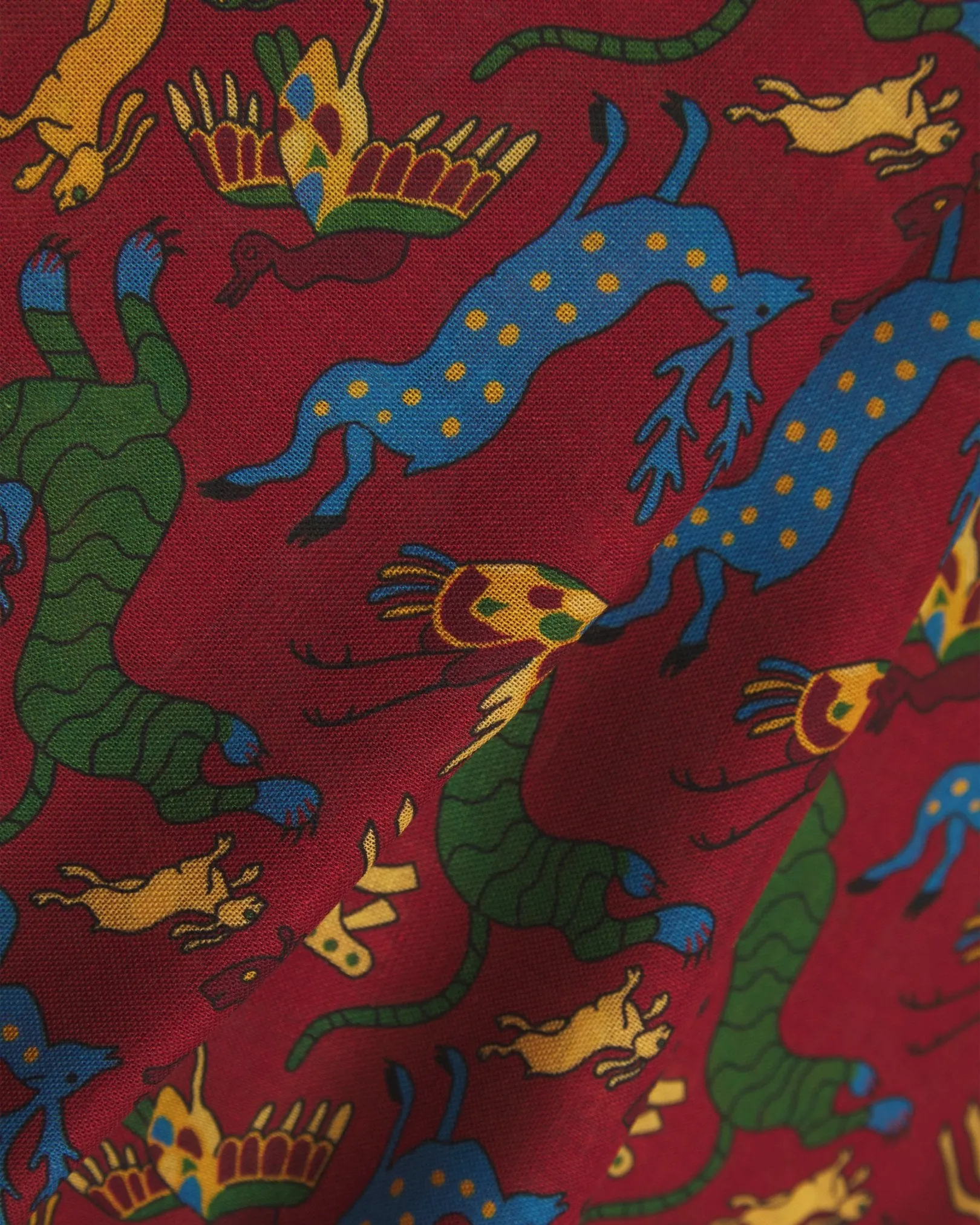 UK Wool and Silk Scarf - Woodland Creatures in Rust