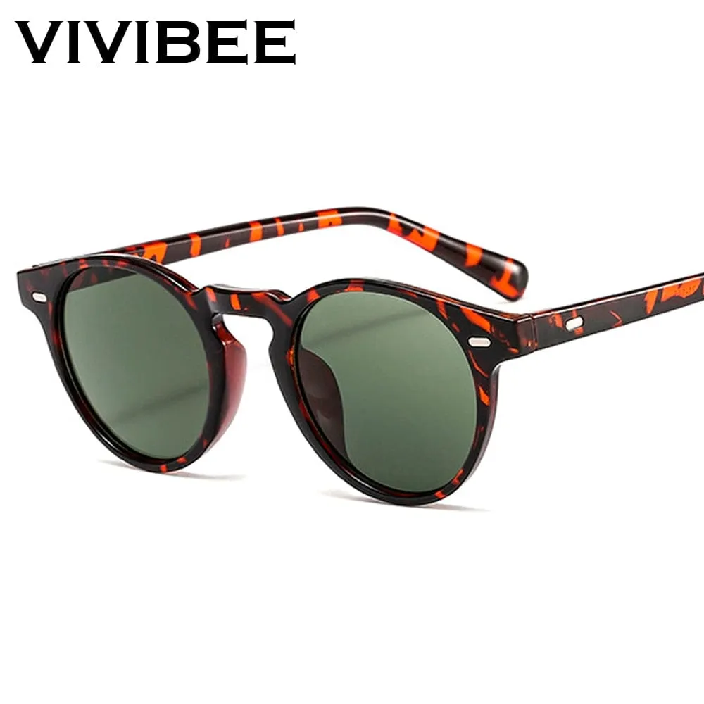 VIVIBEE Retro Men Square Sunglasses Vintage UV400 Leopard Frame Women 2022 Anti Glare Brand Designer Summer Eyeglasses