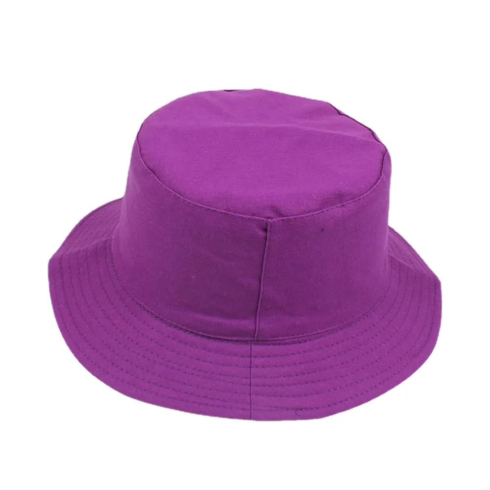 Women Summer Casual Solid Color Fisherman Hat Foldable Double-Sided Bucket Hat