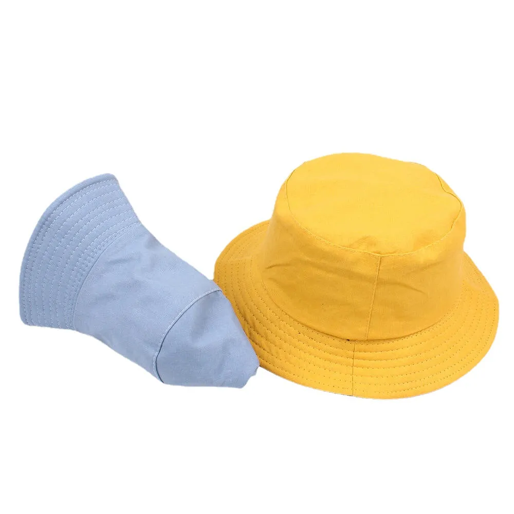 Women Summer Casual Solid Color Fisherman Hat Foldable Double-Sided Bucket Hat