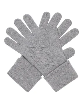 Women's Cable Cashmere Gloves Fumo Grey