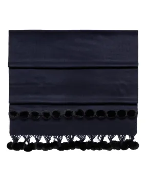 Women's Davos Fur Bobble Woven Shawl Navy Blue